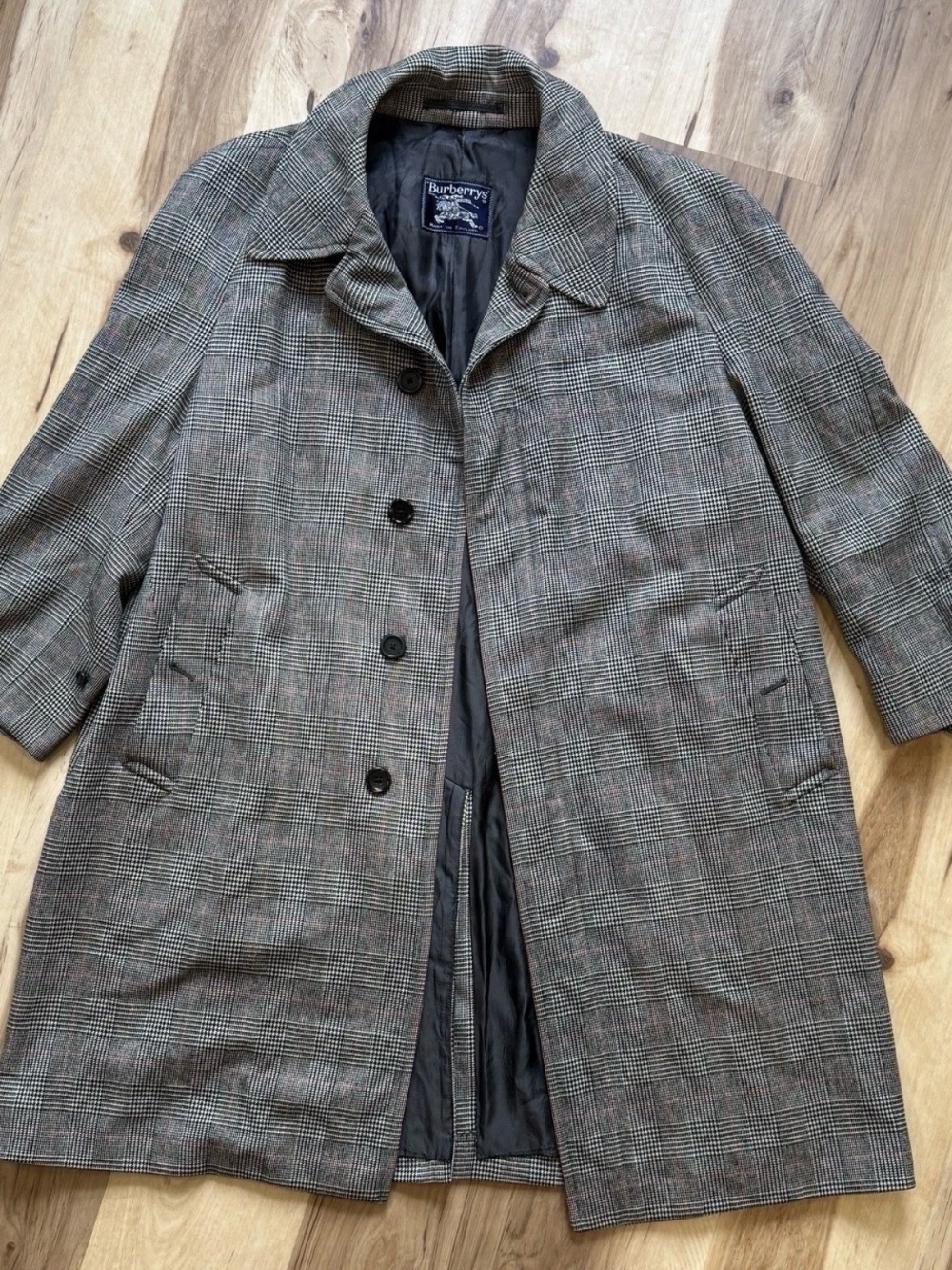 Vintage Burberry Houndstooth Wool Coat